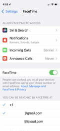 FaceTime на iPhone устанавливает уведомления.