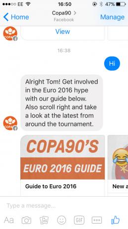 Copa90、Facebookメッセンジャー用のユーロ2016チャットボットを発表