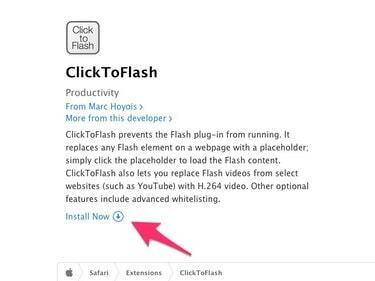 Klikk " Installer nå" for å installere ClickToFlash.