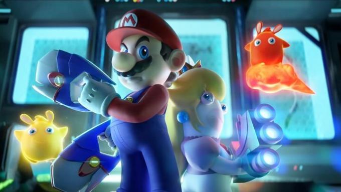 Mario dan teman-temannya di Mario + Rabbids: Sparks of Hope.