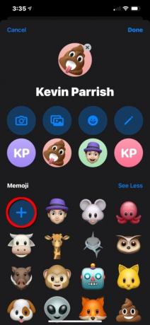 Apple Messages Opret memoji