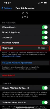 Face ID Knapp för andra appar.