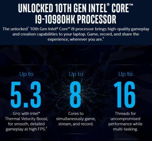 Częstotliwość zegara Intel Comet Lake-H