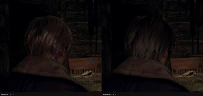 Mechones de cabello en Resident Evil 4 Remake.