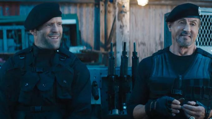Jason Statham en Sylvester Stallone in The Expendables.