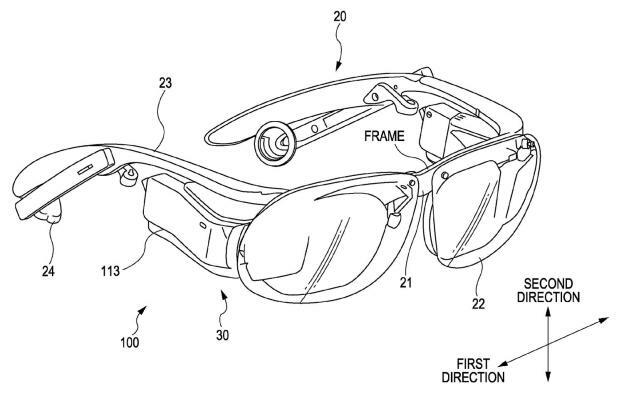 Imagem de patente dos óculos inteligentes da Sony