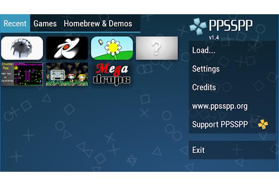 PPSSPP (PlayStation Portable) képernyőkép.