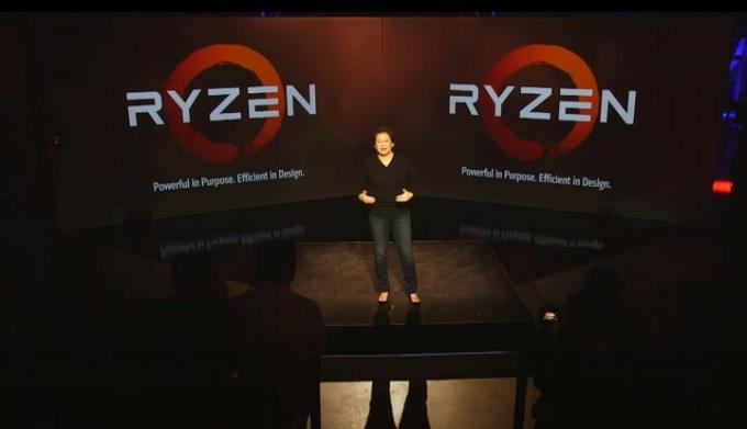 الدكتورة ليزا سو، الرئيس التنفيذي لشركة AMD، على خشبة المسرح تكشف عن أخبار Ryzen.