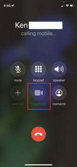 Interfețe FaceTime prin dialer iPhone.