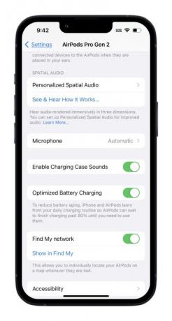 AirPods Pro 2-indstillinger i iOS 16.