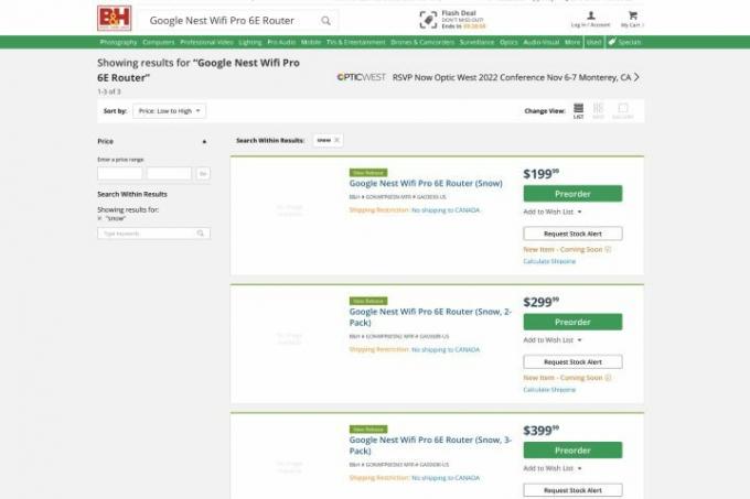 B&H listet opp Google Nest Wifi-ruteren før den ble utgitt.