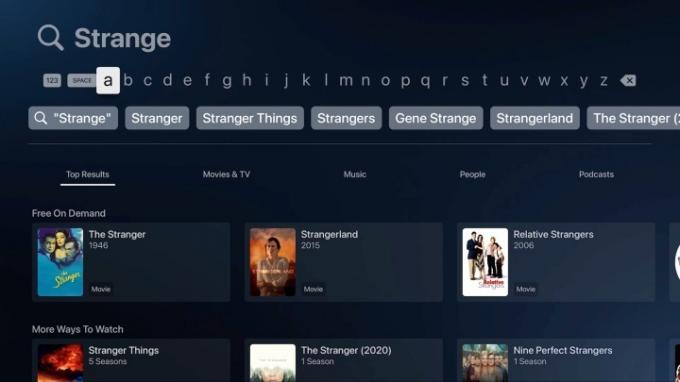 ストリーミング結果を表示する Plex 検索ウィンドウ。