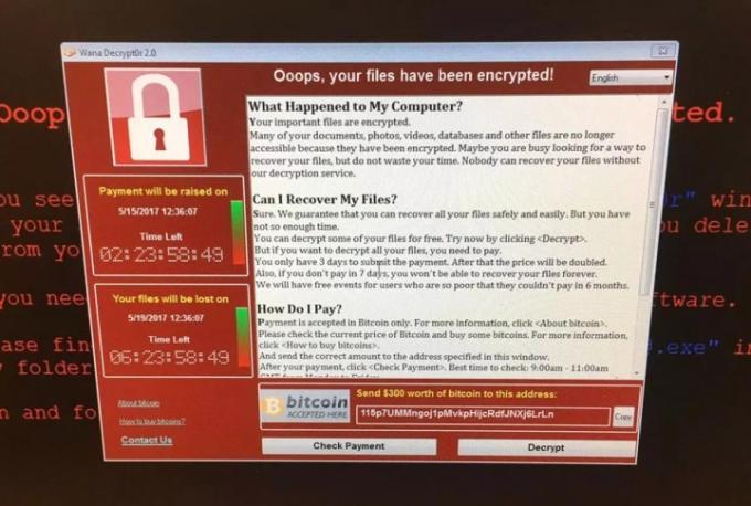 Wannacry Ransomware במחשב.