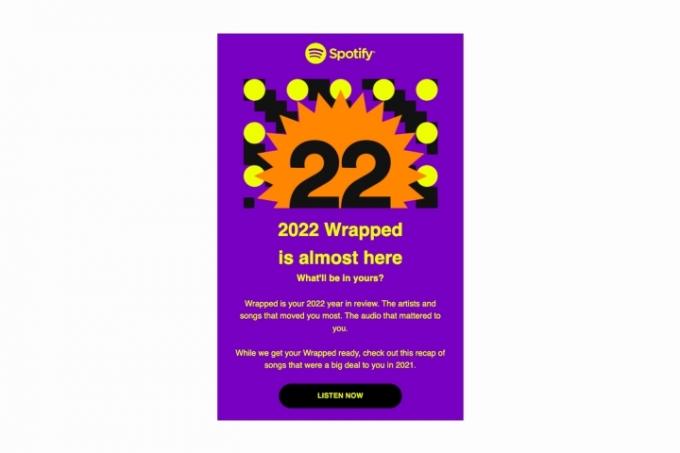 Correo electrónico teaser de Spotify Wrapped 2022.