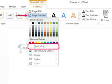 टेक्स्ट बॉक्स बॉर्डर को हटाने के लिए शेप आउटलाइन का उपयोग करें।