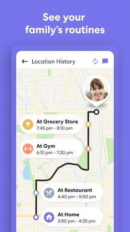 Интерфейс приложения Life360, показывающий, как использовать приложение для просмотра ваших тренировок.