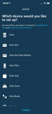 Amazon Alexa iPhone აირჩიეთ Echo Type
