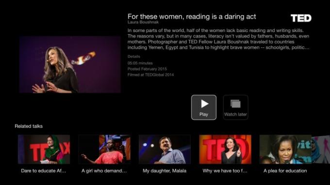 TED alkalmazás az Apple TV-n.