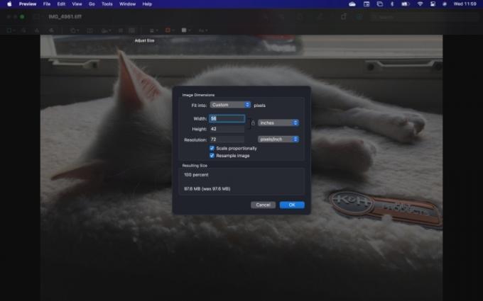 MacOS Preview Justera storlek