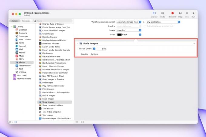 So verwenden Sie die Schnellaktionen-Aktionsskala von Mac Automator