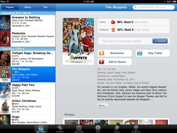 Flixster iPad アプリの映画