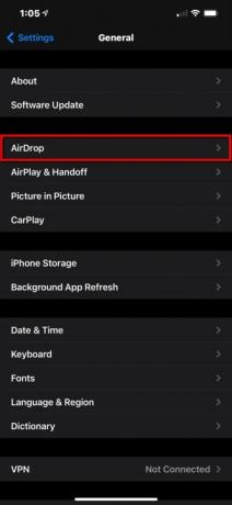 iPhone აირჩიეთ AirDrop პარამეტრები