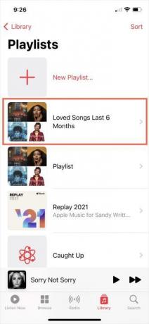 Lista de reprodução inteligente no aplicativo Música no iPhone.