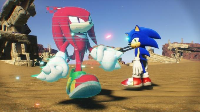 Sonic und Knuckles (Cyber ​​Space-Form) auf Ares Island in Sonic Frontiers.