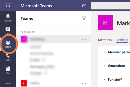 앱의 Microsoft Teams 아이콘.