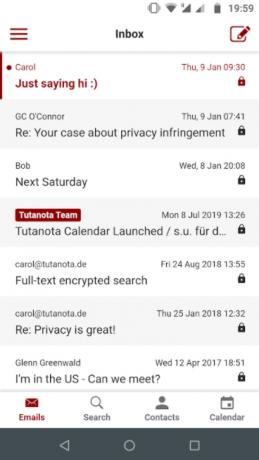 Aplicativo de e-mail Tutanota para Android