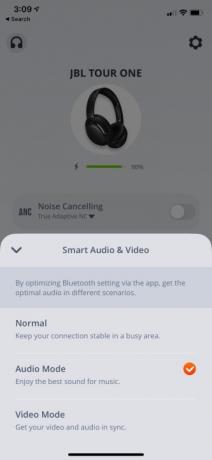 Στιγμιότυπο οθόνης από την εφαρμογή JBL Headphones.