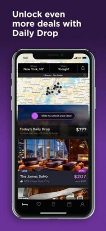 Zrzut ekranu przedstawiający ofertę Daily Drop w aplikacji Hotel Tonight