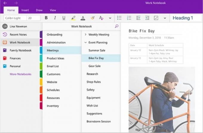 OneNote Notebook exempel på skärmdump från Microsoft.