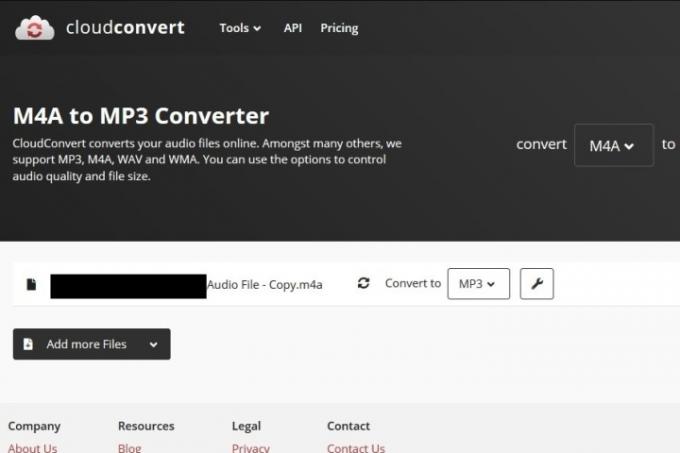 ภาพหน้าจอหน้าจอการแปลง Cloud Convert