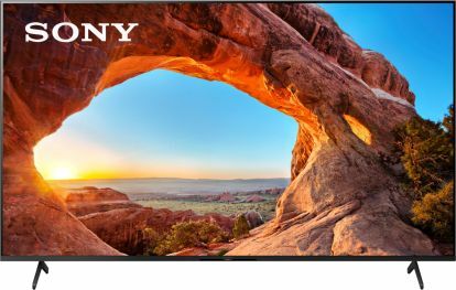 Sony 65 collu 4K viedtelevizors ar Arkas nacionālā parka attēlu ekrānā uz balta fona.