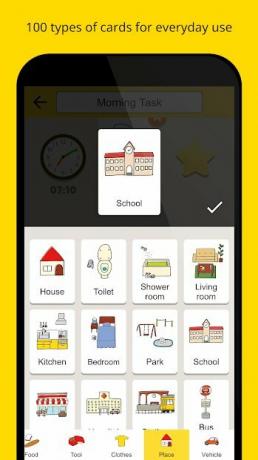 Kids ToDo List-app som viser typer kort.