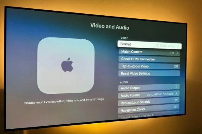 Menu wideo i audio w Apple TV 4K.