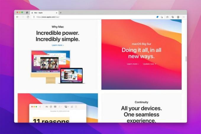 Веб-браузер Microsoft Edge для Mac, работающий на MacOS Monterey.