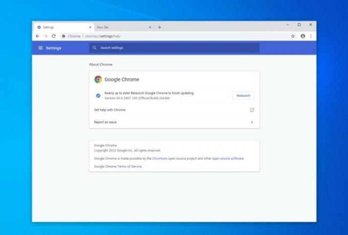 تعرض لقطة الشاشة الإصدار 69 من Chrome الذي يعمل على نظام التشغيل Windows.