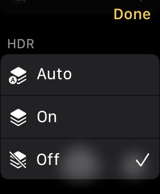 Daljinski upravljalnik za kamero Apple Watch s HDR.