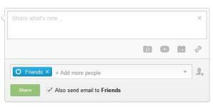 zaškrtávací políčko e-mailu Google+