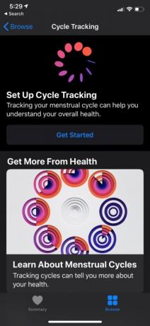 Acompanhamento de ciclo do WatchOS 6.