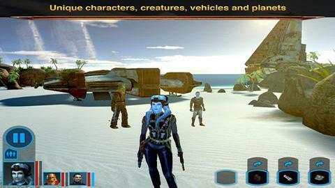 Personagem de Star Wars: Cavaleiros da Velha República em uma praia.