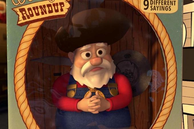 Stinky Pete într-o cutie în Toy Story 2.