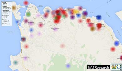 Mapa de calor do Ebola da IBM.