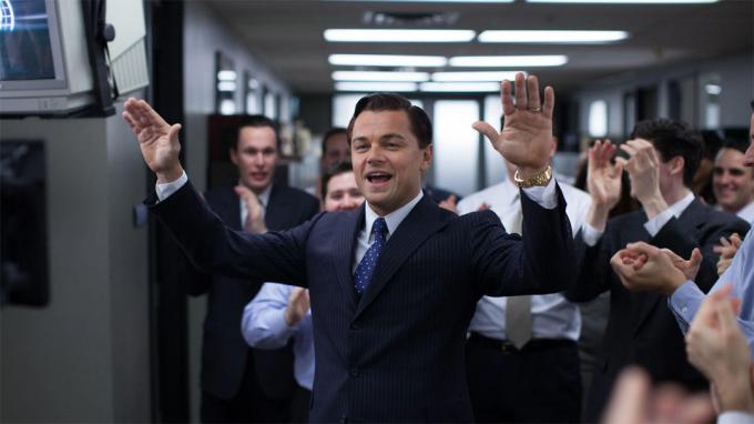 Leonardo DiCaprio A Wall Street farkasában.