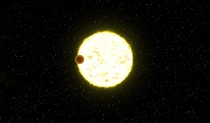 Illustrazione di un pianeta in transito sulla sua stella ospite.