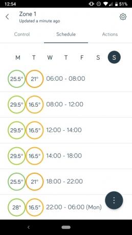 Schermata dell'app di revisione del termostato attivo hive 2