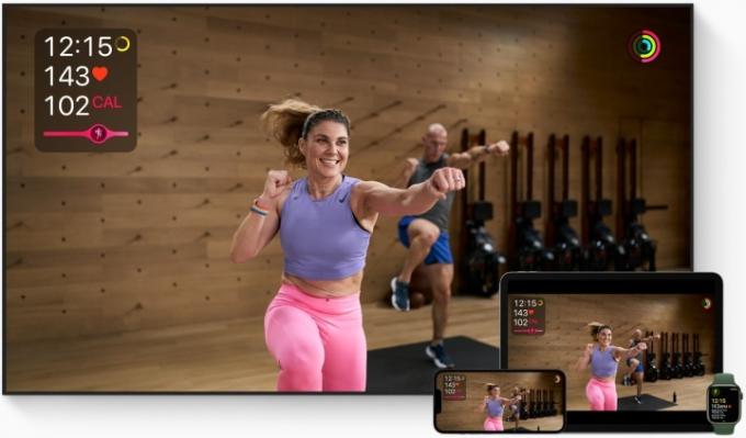 Vadba Apple Fitness Plus na vseh zaslonih.