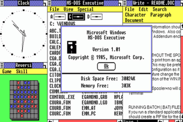 Начален екран на Windows 1.